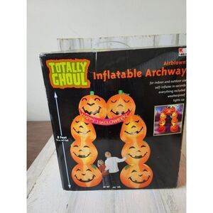 Gemmy inflatable pumpkin 8 ft archway Halloween totally Google lawn decor